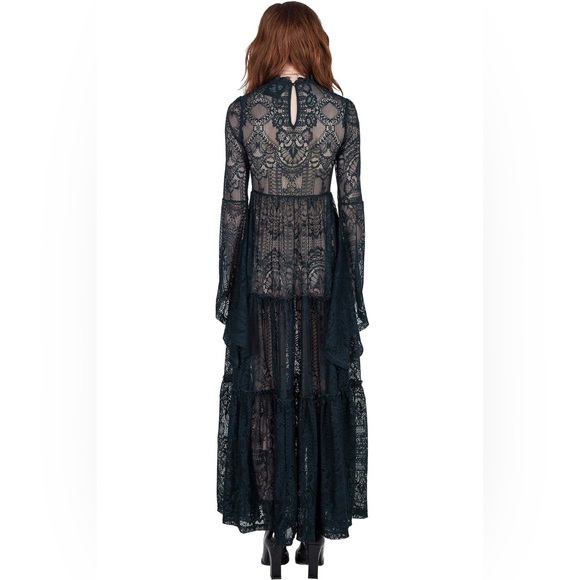 Killstar Hecate Lace Tiered Bell Sleeve Maxi Dress Goth Witchy Boho XLarge - Picture 6 of 11